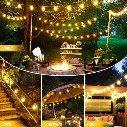 LAMPHOME 26Ft ST38 Outdoor Yellow String Lights, Connectable Waterproof Patio Lights,12+1 Shatterproof LED Hanging Fairy Lights for Outside Backyard Garden Deck Porch Christmas Cafe Party Decor