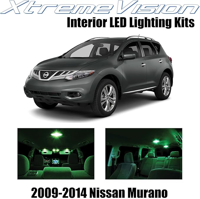 XtremeVision Interior LED for Nissan Murano 2009-2014 (10 Pieces) Green Interior LED Kit + Installation Tool