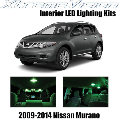 XtremeVision Interior LED for Nissan Murano 2009-2014 (10 Pieces) Green Interior LED Kit + Installation Tool
