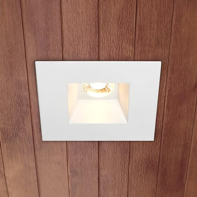 Maxxima 6” Ultra-Thin Recessed Anti-Glare LED Downlight Canless IC Rated 1300 Lumens 5 Color Temperature Select 2700K/3000K/3500K/4000K/5000K Dimmable Square White Trim 90 CRI 5CCT Slim J-Box Included