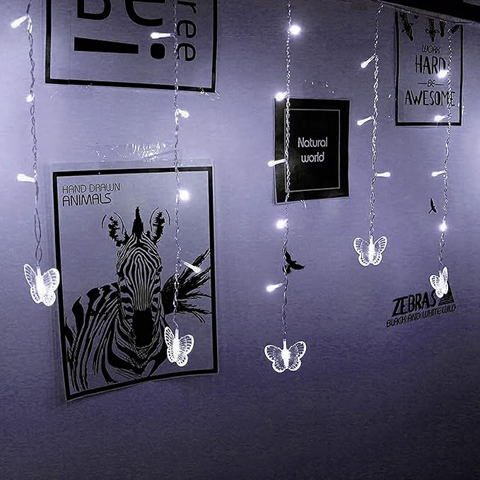 Butterfly Curtain Lights, 13ft 96 LED USB Window Fairy Lights 16 Butterflies 8 Modes Firefly Twinkle Timer String Lights with Remote for Room Bedroom Wall Ceiling Party Wedding Christmas