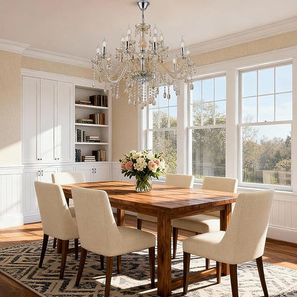YYSHCHEN Cognac 15 Lights Large Crystal Chandeliers,Large Chandeliers for Dining Room,Living Room,Bedroom,Hallway,Entry Way 30.7"