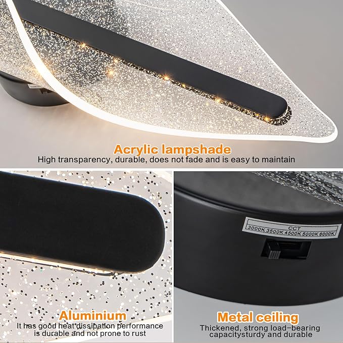 Modern Wall Sconce Light 22.4In Black Wall Lghting LED Dimmable Wall Lamp for Living Room Hallway Bathroom Bedroom Stairs Indoor