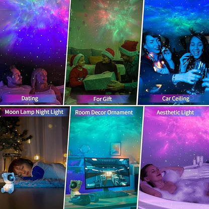 Cayclay Astronaut Galaxy Projector, Star Projector with Timer and Remote, Night Light with Moon Lamp, LED Nebula Lamp for Kids Adults, Room Decor Gift (White)