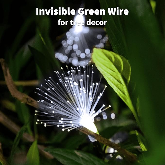 YOLIGHT 33FT Fiber Optic Fairy Lights 60 LED Starburst Firework String Lights Green Wire Twinkle Christmas Lights for Indoor Outdoor Wedding, Christmas Tree, Garden, Patio, Party Decoration (White)
