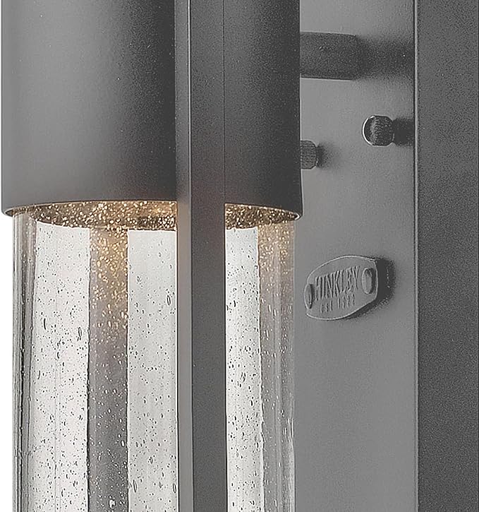 Hinkley Shelter Medium Outdoor Wall Mount Lantern, Minimalist Style, Dark Sky-Compliant, Solid Aluminum/Clear Seedy Glass, Hematite
