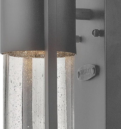 Hinkley Shelter Medium Outdoor Wall Mount Lantern, Minimalist Style, Dark Sky-Compliant, Solid Aluminum/Clear Seedy Glass, Hematite