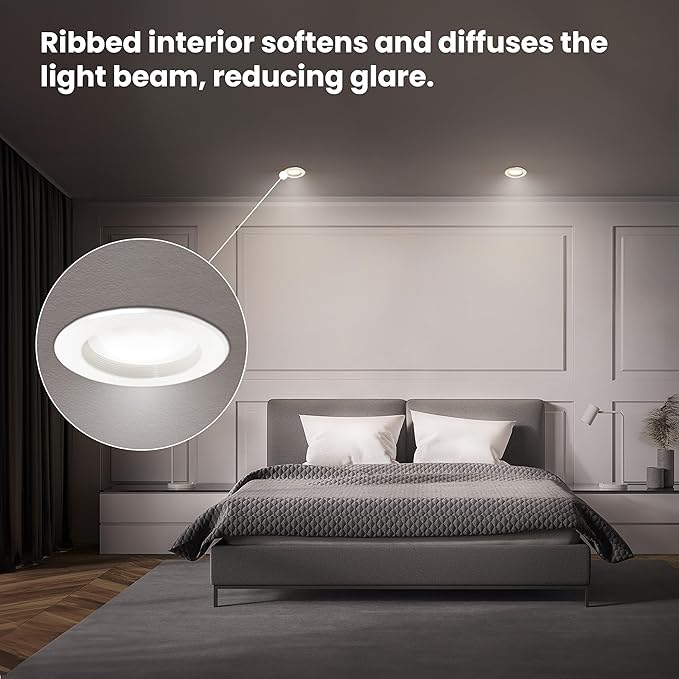 Feit Electric LED Recessed Light Retrofit Kit - 5/6 in Dimmable with Baffle Trim, 75W Equivalent, Adjustable White 2700K–5000K, 90+ CRI, for Living, Bathroom, Dining & Kitchen Room