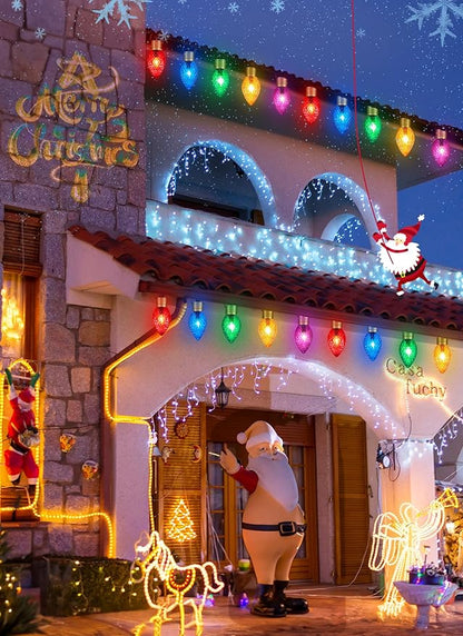Brightown Strawberry Jumbo C9 Christmas Pathway Lights Outdoor,Christmas Outside Decoration Lawn,8.5Ft 5 LED String Lights Covered Jumbo Multicolored Walkway Light Bulb for Holiday Outside Yard Decor