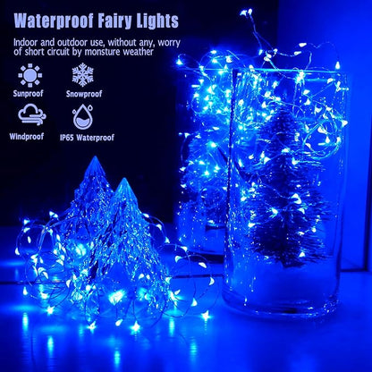 6 Pack Fairy Lights Battery Operated No Remote LED Starry String Lights 30 Micro Starry LEDs on 10ft Copper Wire Light for DIY Wedding Centerpiece Table Decorations (Blue)
