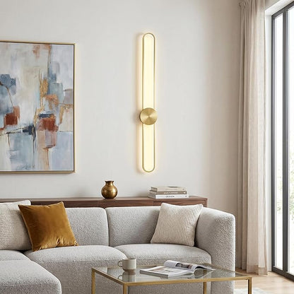JAYMP Modern Wall Sconce 4000K Dimmable LED Wall Light Fixture, Hardwired Wall Lamp for Living Room, Dining Room, Bedroom, Hallway, Lobby, Entryway, 1 Pack (Brushed Gold, H110cm/43.3inch)