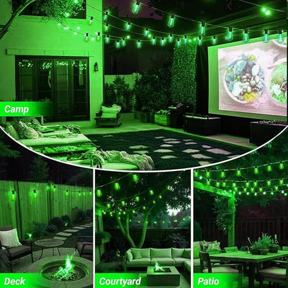 LAMPHOME 4-Pack 26Ft ST38 Green St Patrick's Day Patio Lights，Outdoor String Light with 12+1 Shatterproof LED Edison Bulbs, Waterproof String Lights for Bistro Christmas Party Decor