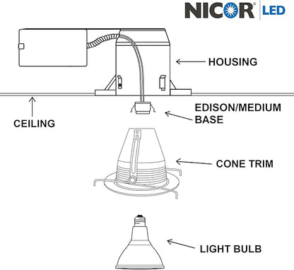 NICOR Lighting 15512WH Recessed Trims, White, 5 Inches