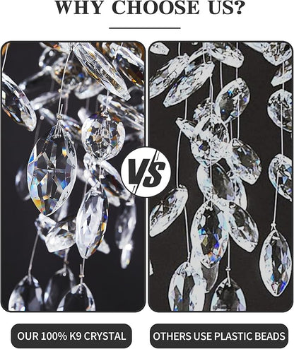 Modern Tree Branch Crystal Chandelier Luxury Silver Crystal Pendant Lighting 30" Contemporary 10-Light Chandeliers for Dining Room Kitchen Bedroom Living Room