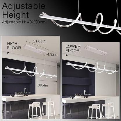 Modern LED Pendant Light Fixture,47.24inch Modern Chandelier Light Fixtures Dimmable with Remote 3000K-6500K Adjustable Color Temperature Brightness