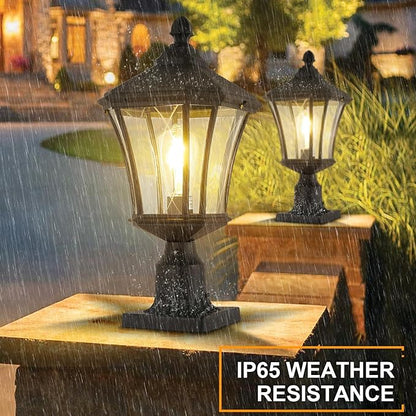Dusk to Dawn Outdoor Post Lights with Pier Mount Base, Weather Resistant Aluminum 20" Exterior Pillar Coach Light with Clear Glass, Black Outdoor Pole Lamps for Patio, Porch, Yard