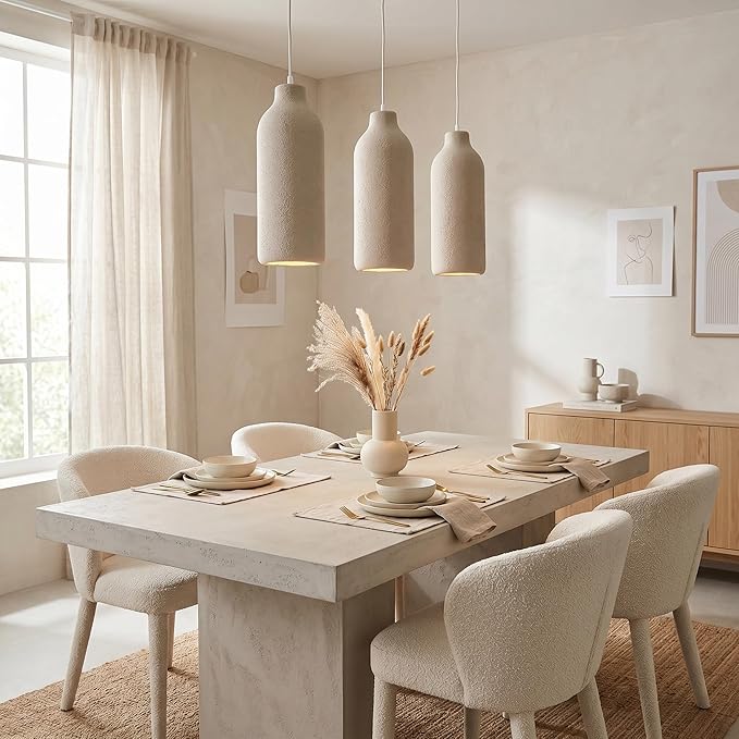 JAYMP Wabi Sabi Pendant Light for Dining Room Kitchen Island Light Hallway Restaurant Hanging Lamp E26 Base Japanese Style Wine Bottle Shape Lighting Fixture, 1 Pack (Light Brown,B Shape, D18×H50cm)