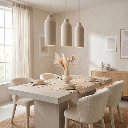 JAYMP Wabi Sabi Pendant Light for Dining Room Kitchen Island Light Hallway Restaurant Hanging Lamp E26 Base Japanese Style Wine Bottle Shape Lighting Fixture, 1 Pack (Light Brown,B Shape, D18×H50cm)