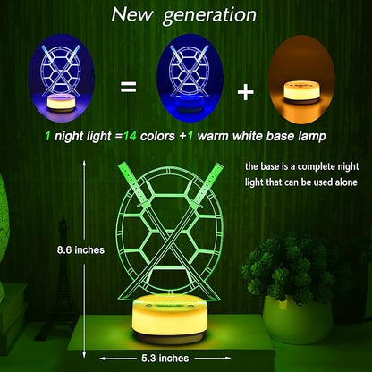 Samurai Sword Night Light Magical Turtle Decorative Light Children's Room Decorative Art, 14 Color Ambient Light, Birthday Gifts for Boys, Fan Gift for Anime