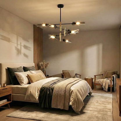 Modern Living room Dining room Sputnik Chandelier, Bedroom Hallway Light Fixtures, Pendant Lights Kitchen Island, Hanging Lights Ceiling Light Farmhouse Kitchen Decor Fixture Lamparas (Black & Gold-8)