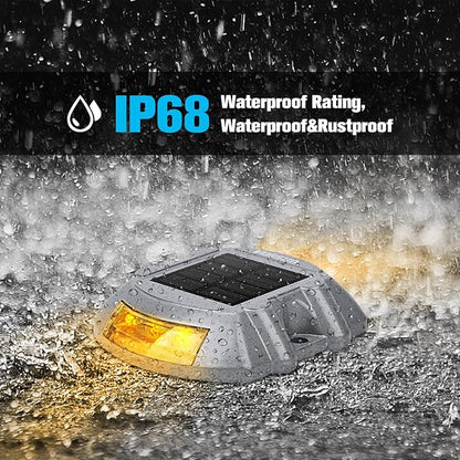 VOLISUN Solar Deck Lights Driveway Dock Lights, 20-Pack Led IP68 Waterproof Outdoor Warning Step Lights for Driveway Sidewalk Garden Pathway Yard(Warm White, Auto On/Off