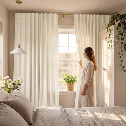 StangH Ivory White Curtains 102 inches Long Super Soft Velvet Light Dimming Privacy Protect Window Drapes for Nursery Kids Bedroom/Baby Playroom, W52 x L102, 2 Panels