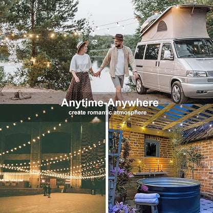 50Ft LED Globe String Lights Shatterproof Waterproof G40 Outdoor Patio String Light with 52 Dimmable LED Bulbs, Hanging Patio Lights for Indoor Bistro Pergola Tents Wedding Party Christmas Decor-Brown