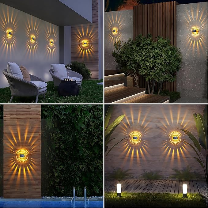 LYHOPE Solar Fence Lights Outdoor, IP65 Waterproof Solar Light for Outside, 6 Pack Deck Light for Backyard Railing Patio Deck Fence Stair Railing Wall Outdoor Decorations(Warm White)