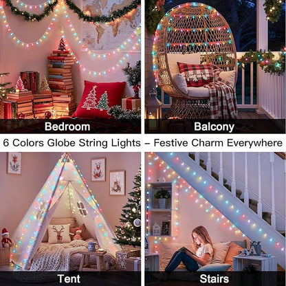 suddus Pastel Easter String Lights, 66ft 200 Led Connectable Globe String Lights Indoor with Timer, Fairy Lights Plug in for Mantle, Tree, Bedroom, Party, Room, Classroom, Patio, Outdoor Decoration