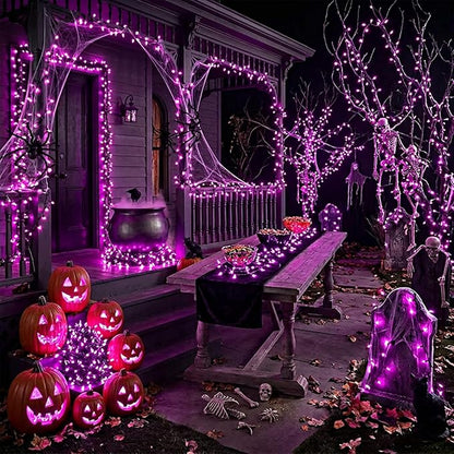 LAMPHOME Purple Halloween Lights Indoor Outdoor, 19.6ft 100 Count Christmas String Lights Plug in for Christmas Tree, Bedroom Garden Party Xmas Decorations