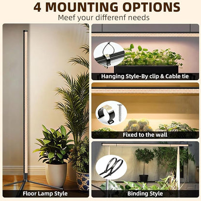 Standing Grow Light for Indoor Plants with Timer,42W Full Spectrum Vertical Grow Lights for Indoor Plants,4FT T8 243LED Plant Lights for Indoor Growing with On/Off Timer Function, 2 Pack