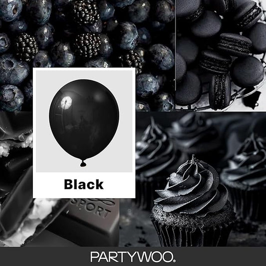 PartyWoo Black Balloons 145 pcs Different Sizes of 18 12 10 5 Inch Black Balloons Arch Kit Garland for Baby Shower Birthday Graduation Casino Gaming Anniversary Race Car Party Decorations Black-Y18
