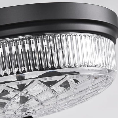 Semi Flush Mount Ceiling Light with Clear Glass Shades,3-Lights Industrial Semi Flush Mount Ceiling Light, 3-Light Industrial Black Light Fixtures Ceiling Mount for Kitchen Living Room Foyer