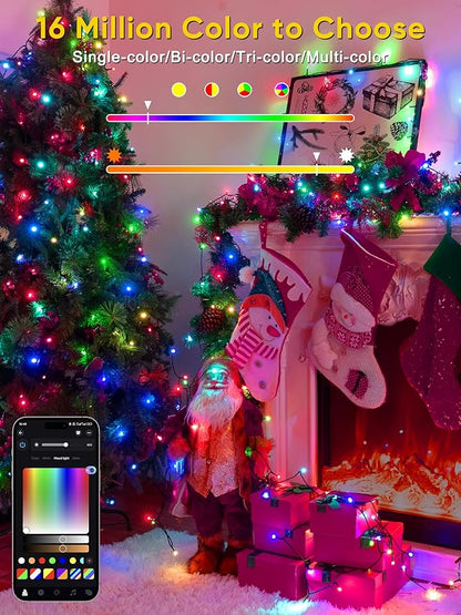 Guhope Smart Color Changing Christmas Lights, 66FT 200 LED RGB Christmas String Lights with App & Remote Control, Waterproof Christmas Tree Lights for Outdoor Indoor Party Decor