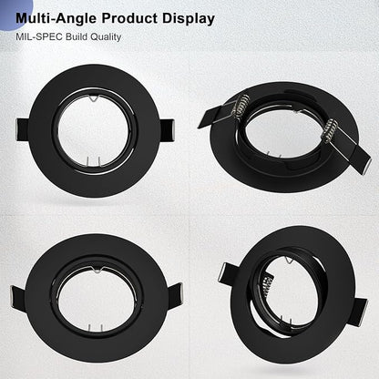 6 Pack GU10 Ceiling Light Holder, Compatible with MR16 GU10, GU5.3 Bulbs, Adjustable Socket for Cabinet Artwork, Matte Black