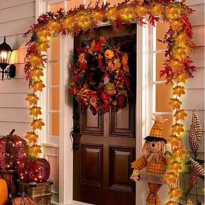 GOOTHY Fall Decor Orange Maple Leaf String Lights Plug in, 13.6Ft LED Outdoor Thanksgiving Decorations Lights with 35 Maple Leaves Light, Hanging Halloween Leaves Light for Outdoor Fall Party Window