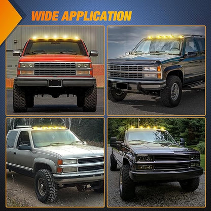 Nilight LED Cab Marker Lights 5 PCS 5 LED Smoke Lens Amber Clearance Roof Running Light Compatible with 1988-2002 GMC Chevrolet C1500 C2500 C3500 K1500 K2500 K3500 Suburban