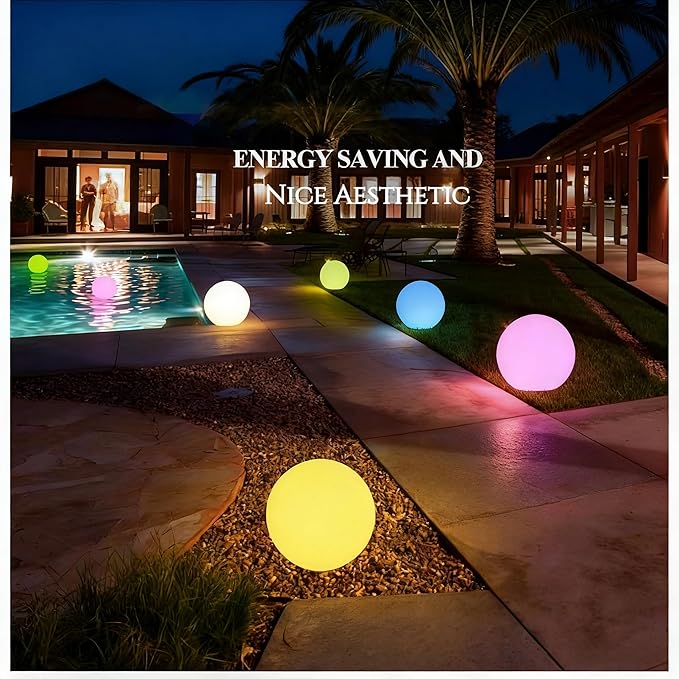 LOFTEK 12-inch LED Dimmable Light Ball: Waterproof Floating Pool Lights with Remote, 16 Colors Sphere Night Light, Cordless & Fast Chargeable, Sensory Lamp for Home, Party, Pool Decor
