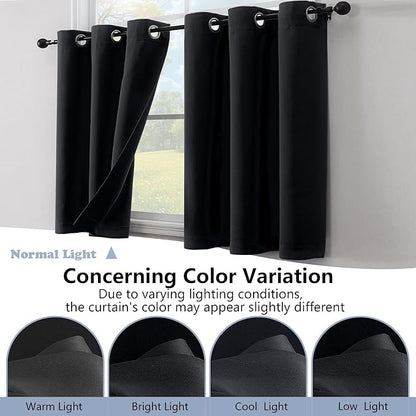 Simplebrand Halloween Black Window Valance for Kitchen 14 Inches Long 2 Panels Set, Blackout Valance Curtains for Living Room, Grommet Short Privacy Kitchen Curtains for Bedroom Kids Room, 40" Wx14 L