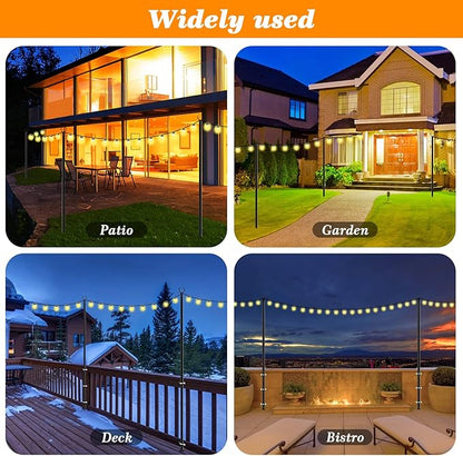 Mutovlin 2 Pack String Light Poles,10 Ft Light Poles for Outside String Lights,Outdoor Lights Pole with Fork,Metal Poles Stand for Patio Deck Backyard (10FT 2 Pack)