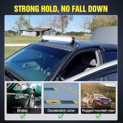 Nilight 2PCS Magnetic Base LED Light Bar Mounting Brackets, Powerful Sucker Holder for Straight Curved Side-Mounted Light Bar Mounting on Hood Roof, 2 Years Warranty, Black