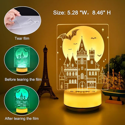 New Moon Castle Night Light Enchanted Castle Illusion Light Girl Room Decoration, 14 Colors with timed dimming and Remote Control, Creative Gifts for Boys, Girls and Women