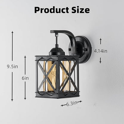 Wall Sconces Lights Lamp for Indoor, Vintage Vanity Light Fixtures, Matte Black Farmhouse Wall Mount Lighting Lanterns for Living Room Mirror Hallway Kitchen Inside