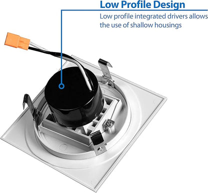 NICOR Lighting 4 inch White Square Multi-Adjustable Recessed LED Downlight, 2700K (DQR4MA11202KWH)