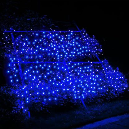 Dirnun Led Christmas Net Lights Blue Outdoor Christmas Lights 160LED 5ftx7ft, Waterproof Outdoor Indoor Fairy Mesh Net Light for Xmas Party, Yard, Patio, Trees, Shrubs, Bushes Decorations