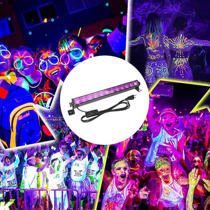 Upgraded 4 Pack 40W LED Black Light Bar,Blacklight with Plug+Switch+6.5ft Cord,Black Lights Party Supplies for Halloween Glow Fluorescent Party Bedroom Game Room Body Paint Stage Lighting