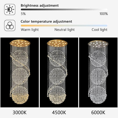 D40'' x H120'' Crystal Chandelier for Entryway High Ceiling Chandeliers Glam Chandelier Modern Large Raindrop Chandeliers LED Dimmable Light Fixtures for Staircaes Foyer Living Room Gold