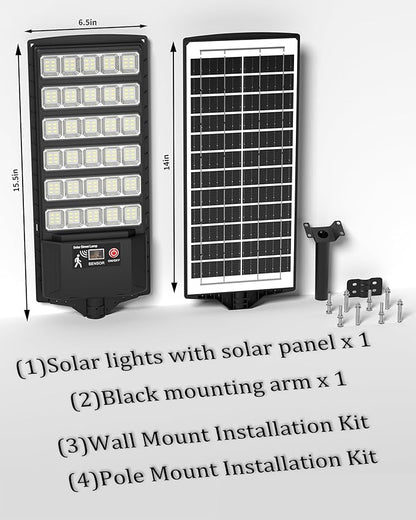 Ofuray Solar Lights Outdoor Waterproof, 3000K/4000K/6500K Dusk to Dawn Solar Security Light with Motion Sensor & Remote Control, IP66 Waterproof High Power LED Lighting for Wall,Yard,Outside Tri-2P