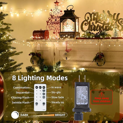 Fairy Lights Plug in 3000LED 195Ft Warm Christmas Wreath Lights with Timer Remote Waterproof Firecracker Firefly Cluster Twinkle String Light for Bedroom Graland Party Tree Decor Black Wire