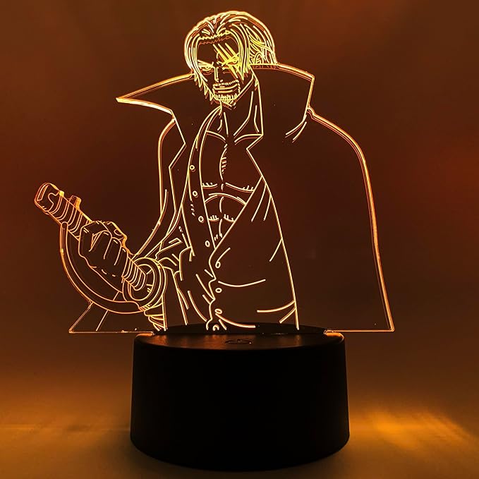 Otaku Lamps Shanks One Piece – Anime Lamp Figure Night Light, 16 Color RGB LED – 3D Anime Room Décor Gift for Otaku